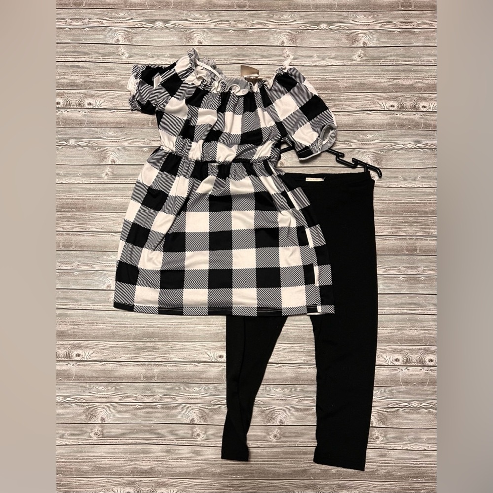 2 Piece Black and White Dress and Leggings 4T